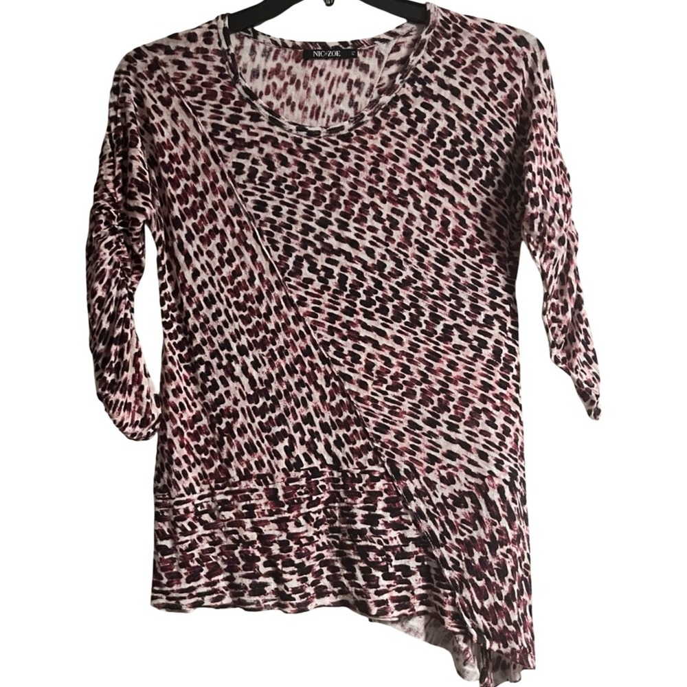 NIC+ZOE Women's PS Linen Blend‎ Asymmetrical Hem Tunic Top